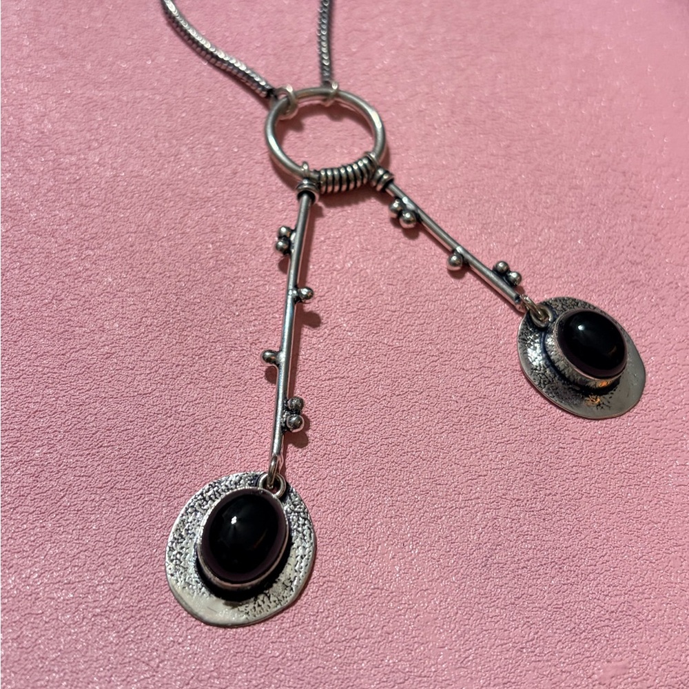 Sterling silver Black Onyx necklace - Picture 2 of 3